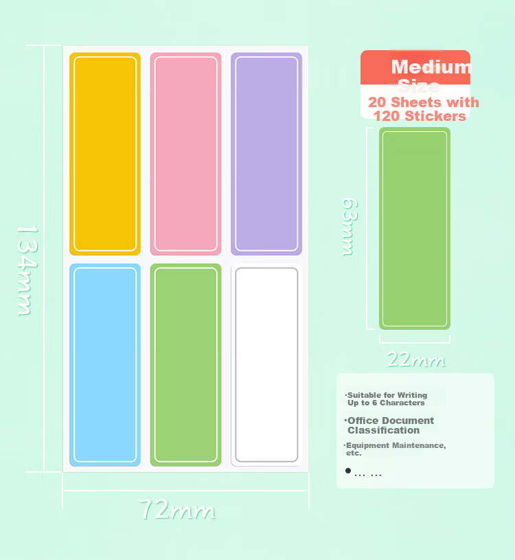 NVV Large Label Stickers 80pcs 60x30mm Adhesive Handwritten Self-Adhesive Colorful Name Price Tags Office Stationery Sticky Notes BL-06 3