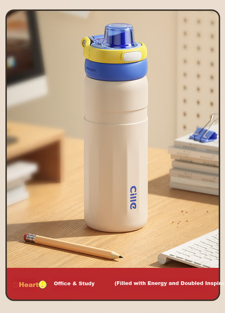 Cille Insulated Water Bottle for Women and Children, High-Value 316 Stainless Steel, Portable Straw Cup for Students and Travel 5