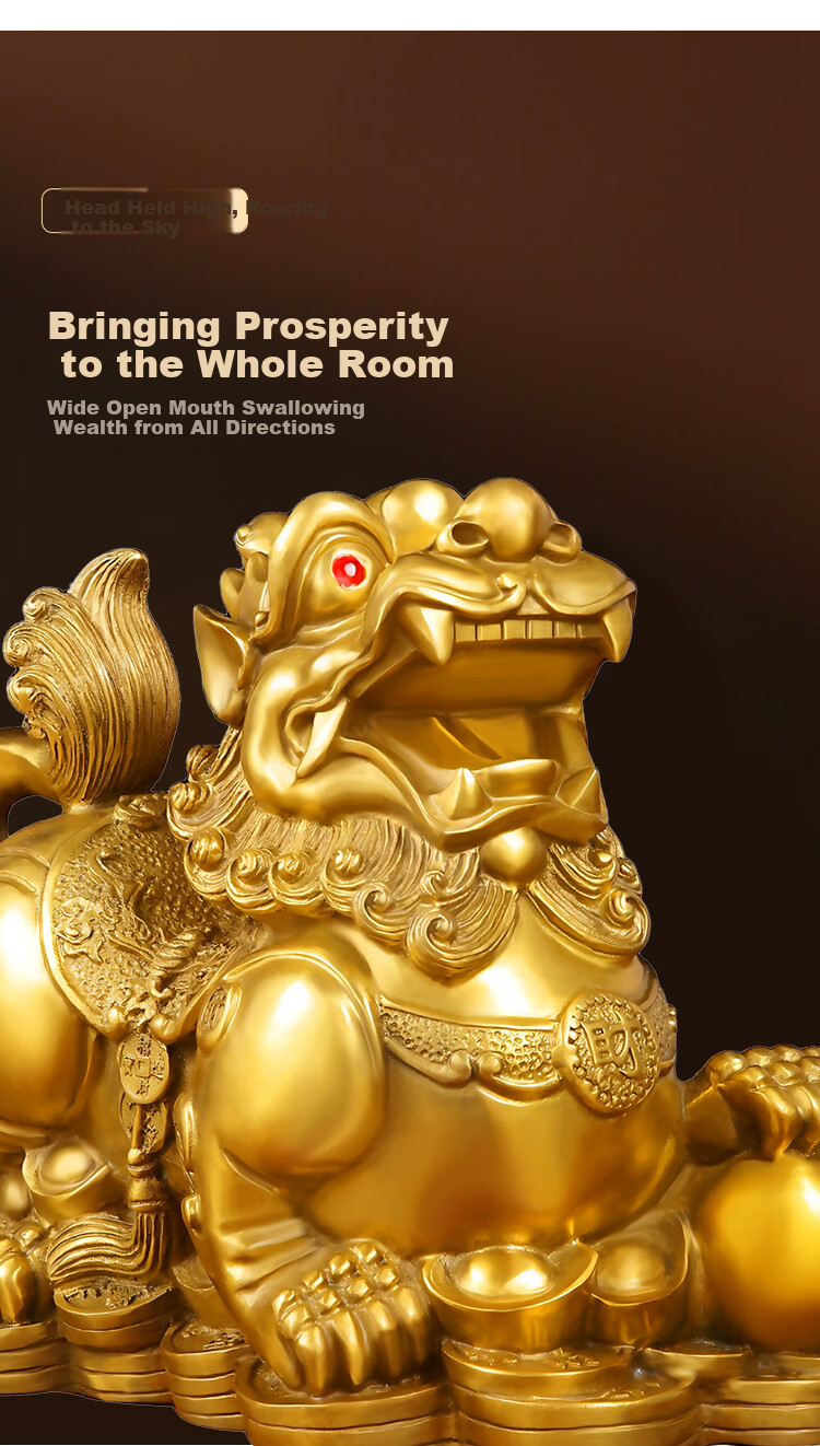 Bin Yue Brass Pixiu Figurines Male and Female Pair Large Treasure Bowl Set Home Living Room Entryway Housewarming Gift 9