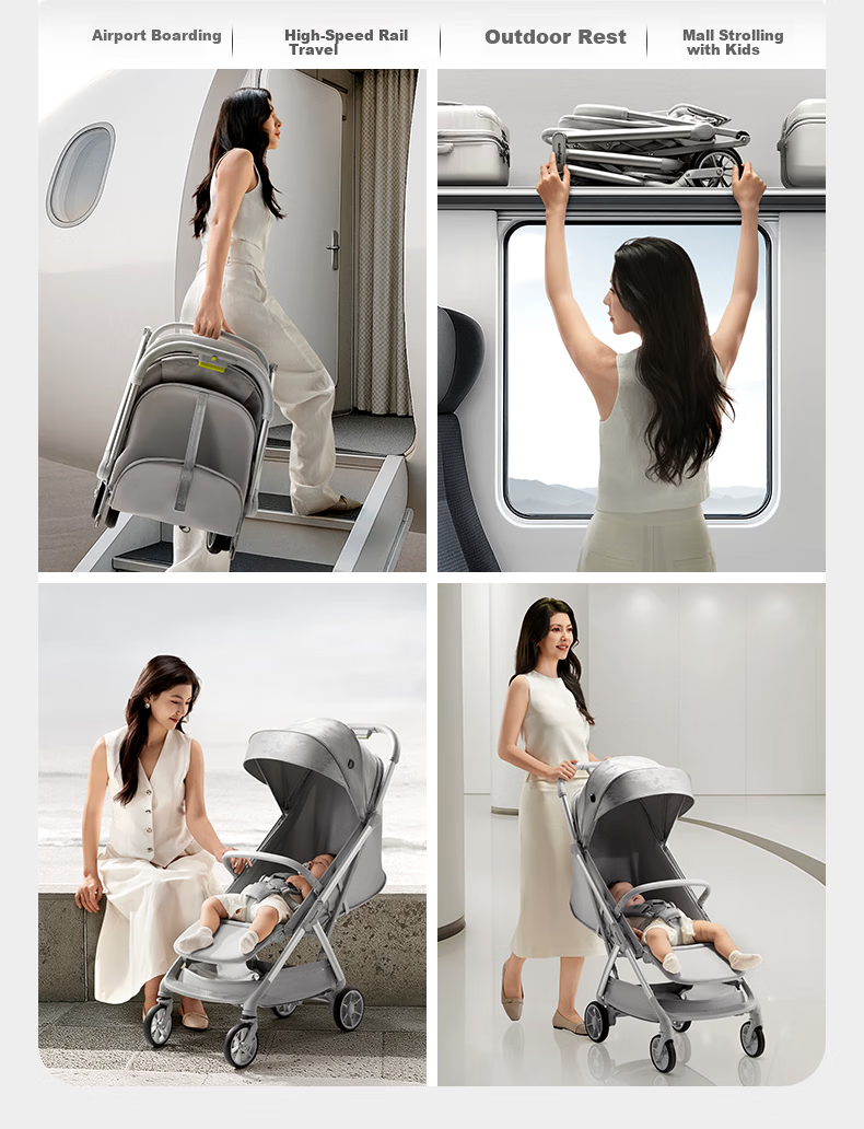Babycare Pocket Stroller Lightweight Foldable Baby Pram T7 Flight Cabin Stardust Gray 9