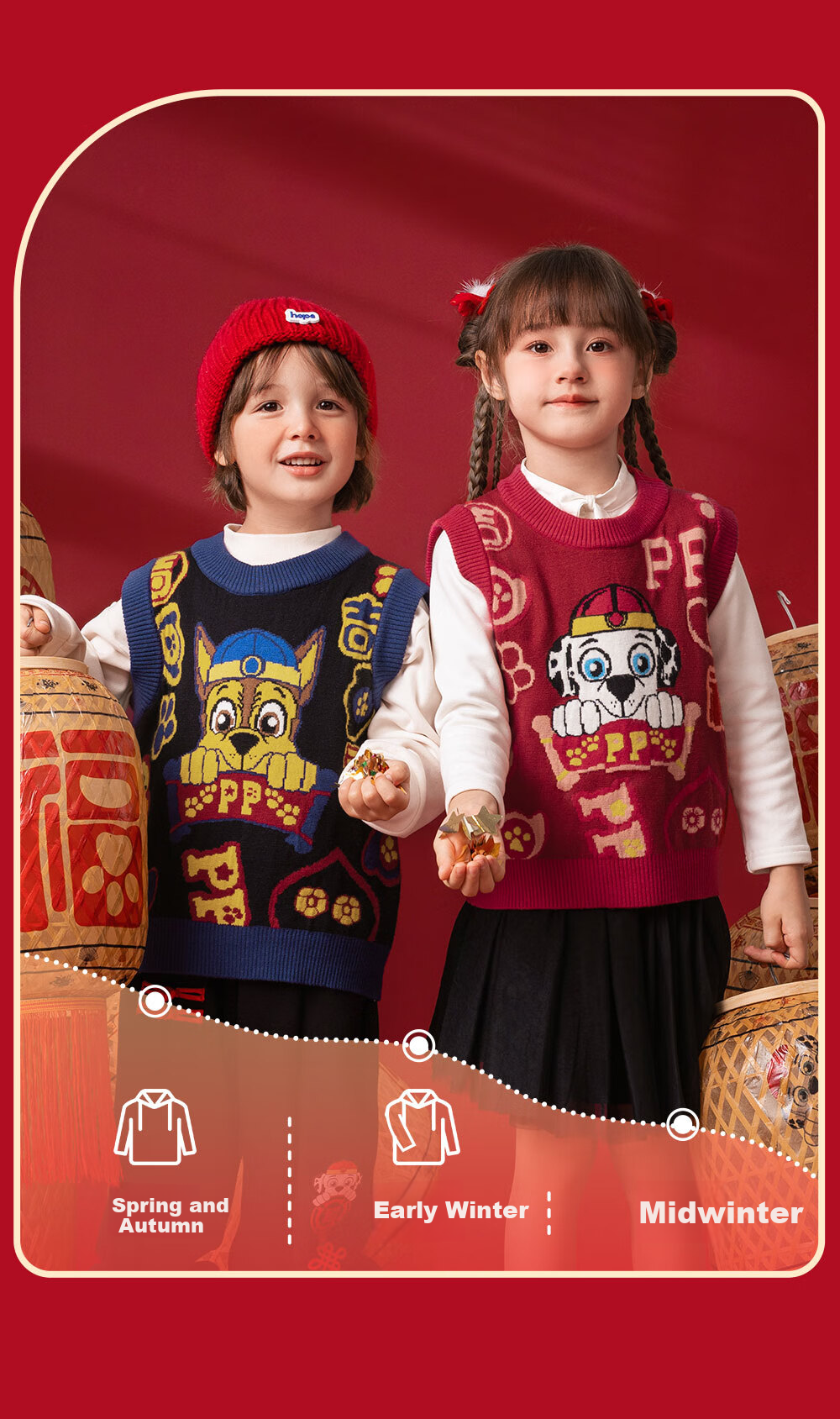 PAW PATROL Kids Vest Sweater New Year Autumn Winter Round Neck Knit Vest Boys Girls Outerwear Green 120 6