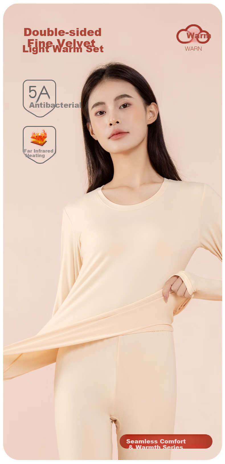 XUEXIMAN Women's Thermal Underwear Set Autumn Winter Fleece-Lined Antibacterial Temperature-Regulating Slim Fit Base Layer Top and Bottom 1