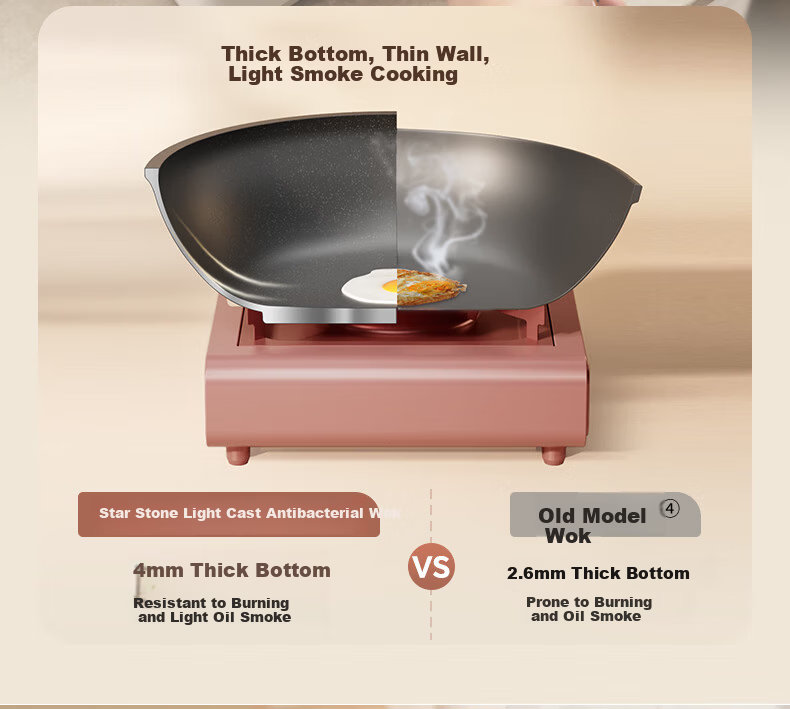 SUPOR SUPOR Wok And Frying Pan Set, Titanium Iron Non-Stick Cast Iron Skillet without Coating, Two-Piece Set Compatible with Open Flame And Induction Cooktop TP2508E 13