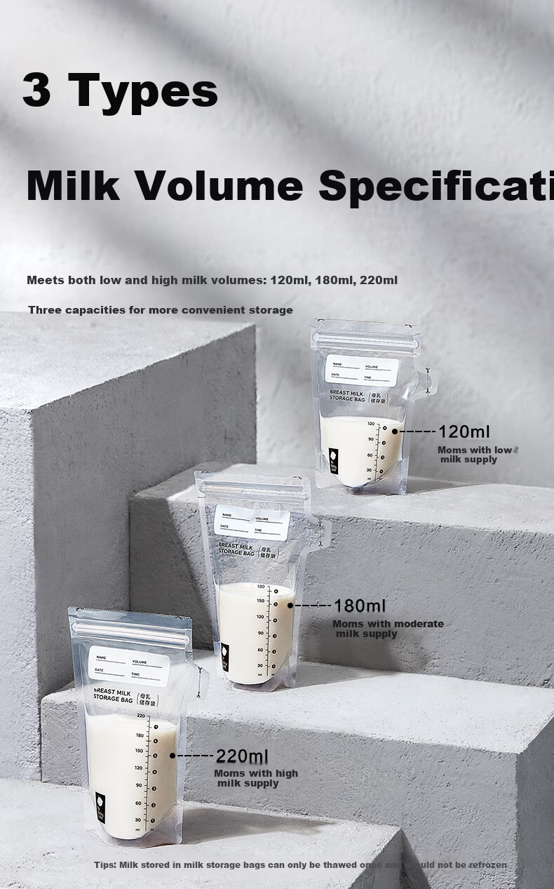 Babycare Breast Milk Storage Bags Leak-Proof Disposable 220ml 50pcs 8