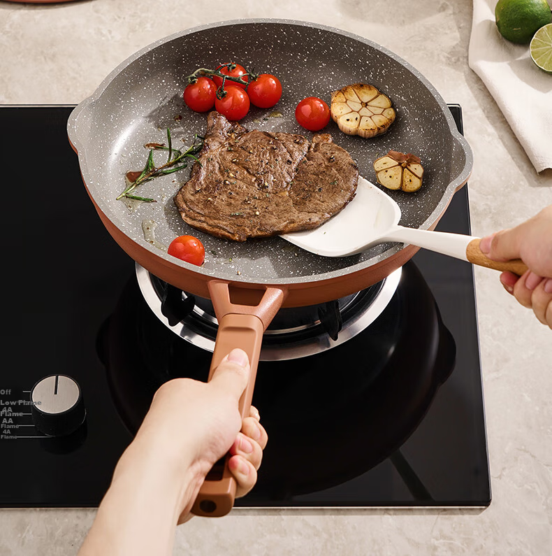 SUPOR SUPOR Wok And Frying Pan Set, Titanium Iron Non-Stick Cast Iron Skillet without Coating, Two-Piece Set Compatible with Open Flame And Induction Cooktop TP2508E 7