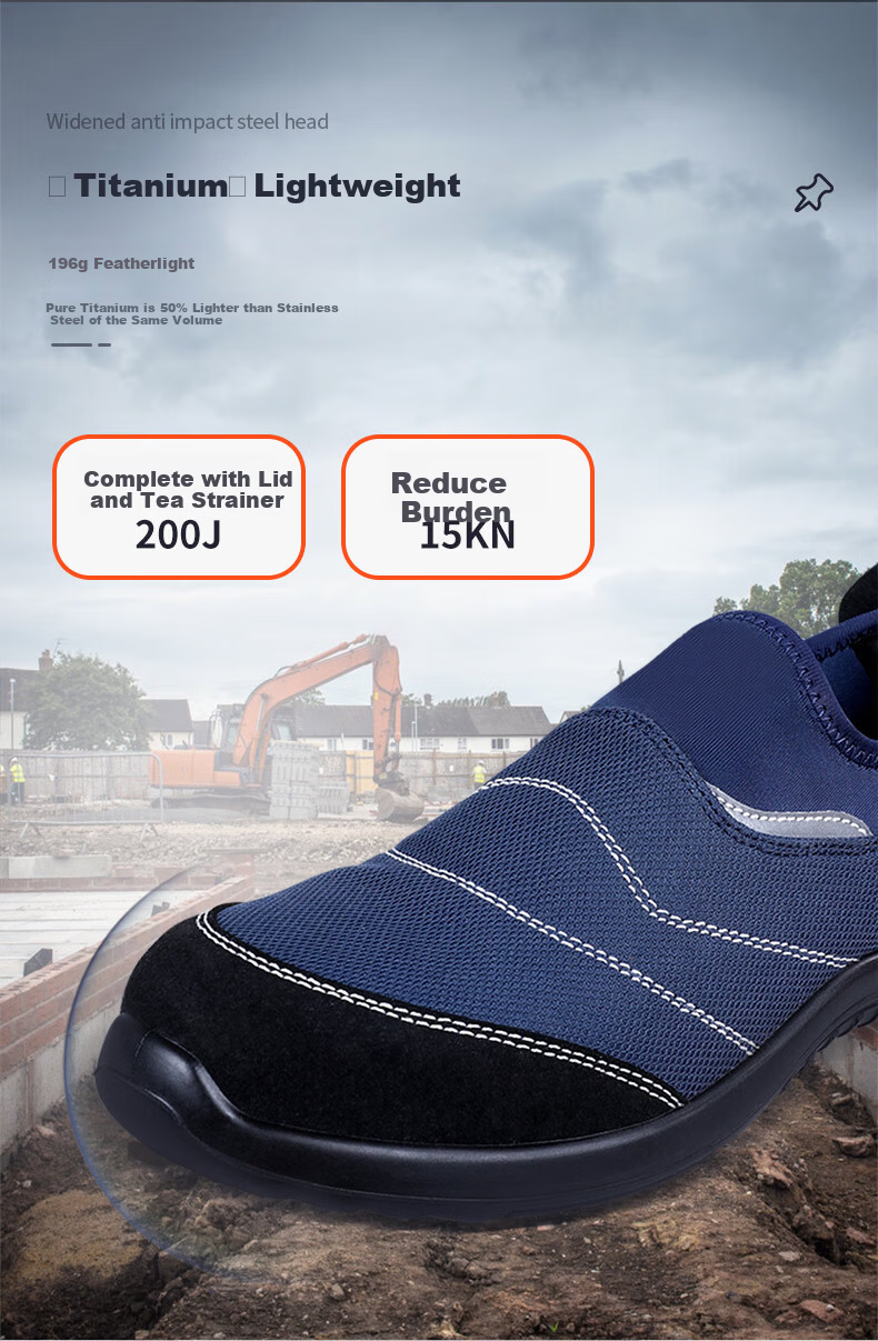 Exsafety Lightweight Breathable Safety Work Shoes Slip-On Design E4503 Blue Size 39 Anti-Smash Anti-Puncture Anti-Static 6