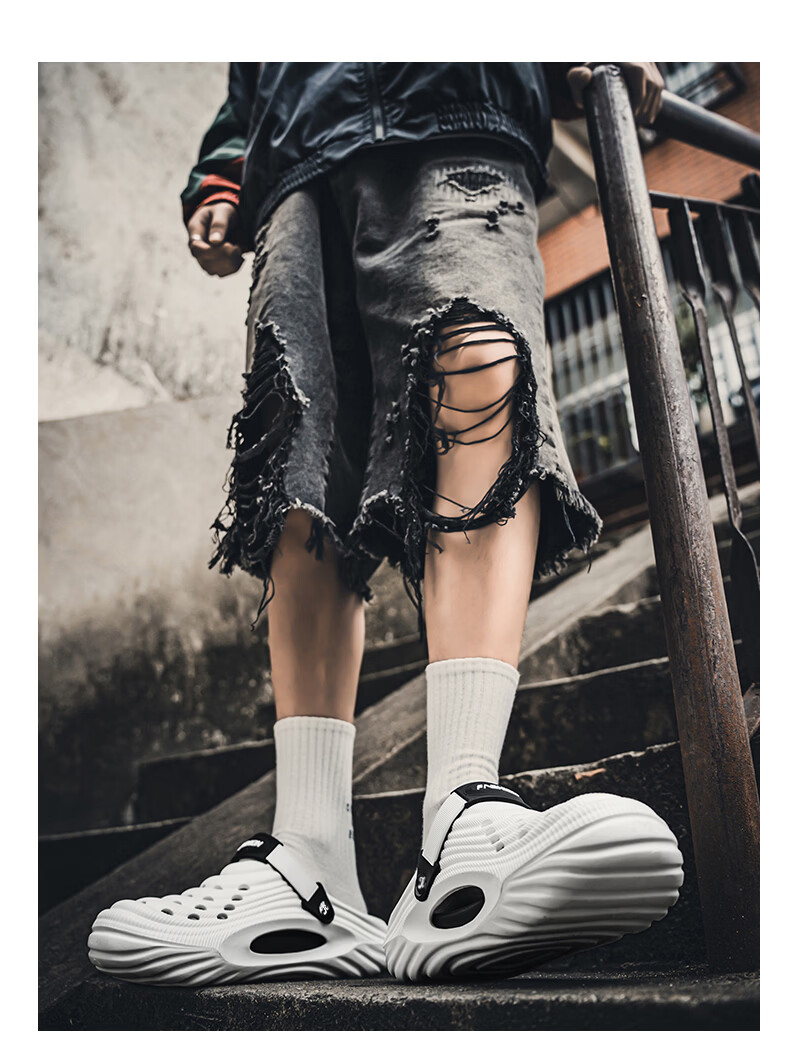 TonLion Men's Summer 2026 Hole Shoes Casual Beach Outdoor Dual-Use Sandals Fashion Black White Size 37/38 10