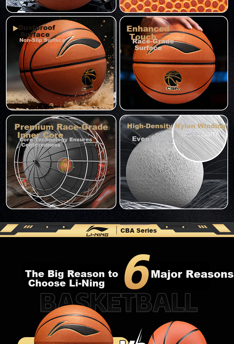 LI-NING Basketball Size 7 CBA Official Game Ball Adult Youth Indoor Outdoor Dustproof Moisture-Absorbent Standard Basketball 091-2 3