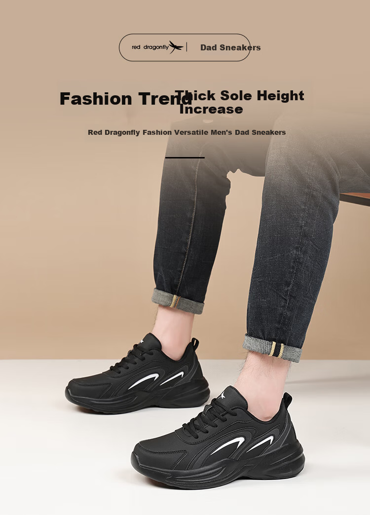 Red Dragonfly Men's Sports Shoes Autumn Soft Sole White Outdoor Lightweight Breathable Running Dad Shoes EXA351251 Black Size 41 1