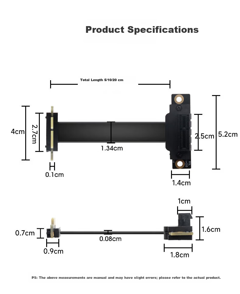 Liantuo PCI-E Extension Cable PCIe X1 3.0 Network Card Sound Card Graphics Card Vertical Mount DMA Expansion Card Adapter Cable Anti-Interference 5cm 90-Degree to 90-Degree 11