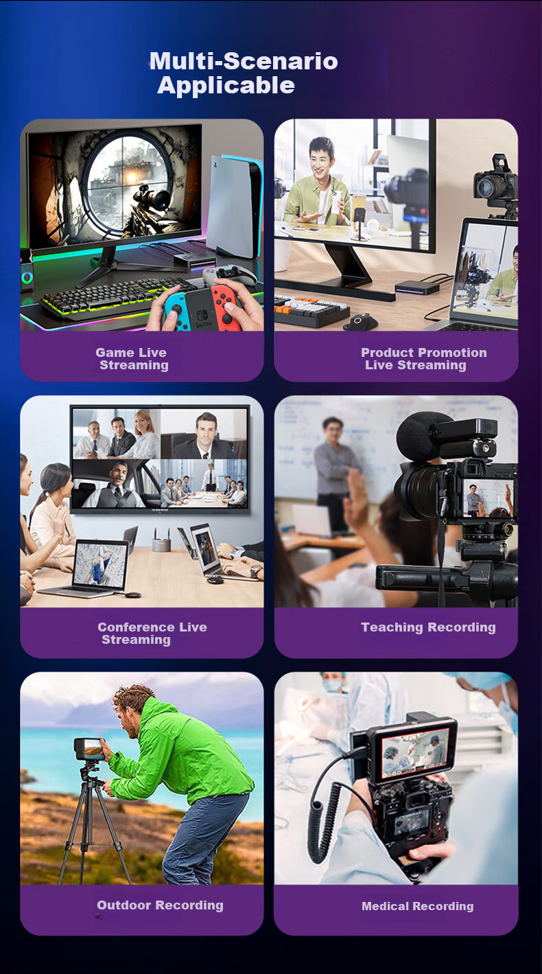 Acasis Dual-Channel HDMI Capture Card, 4K 60Hz Vertical Audio Pickup Capture Card, Compatible with Cameras And DSLR Cameras, for Teaching, Meetings, Dual-Site Live Streaming And Recording Box VC-018Max 9