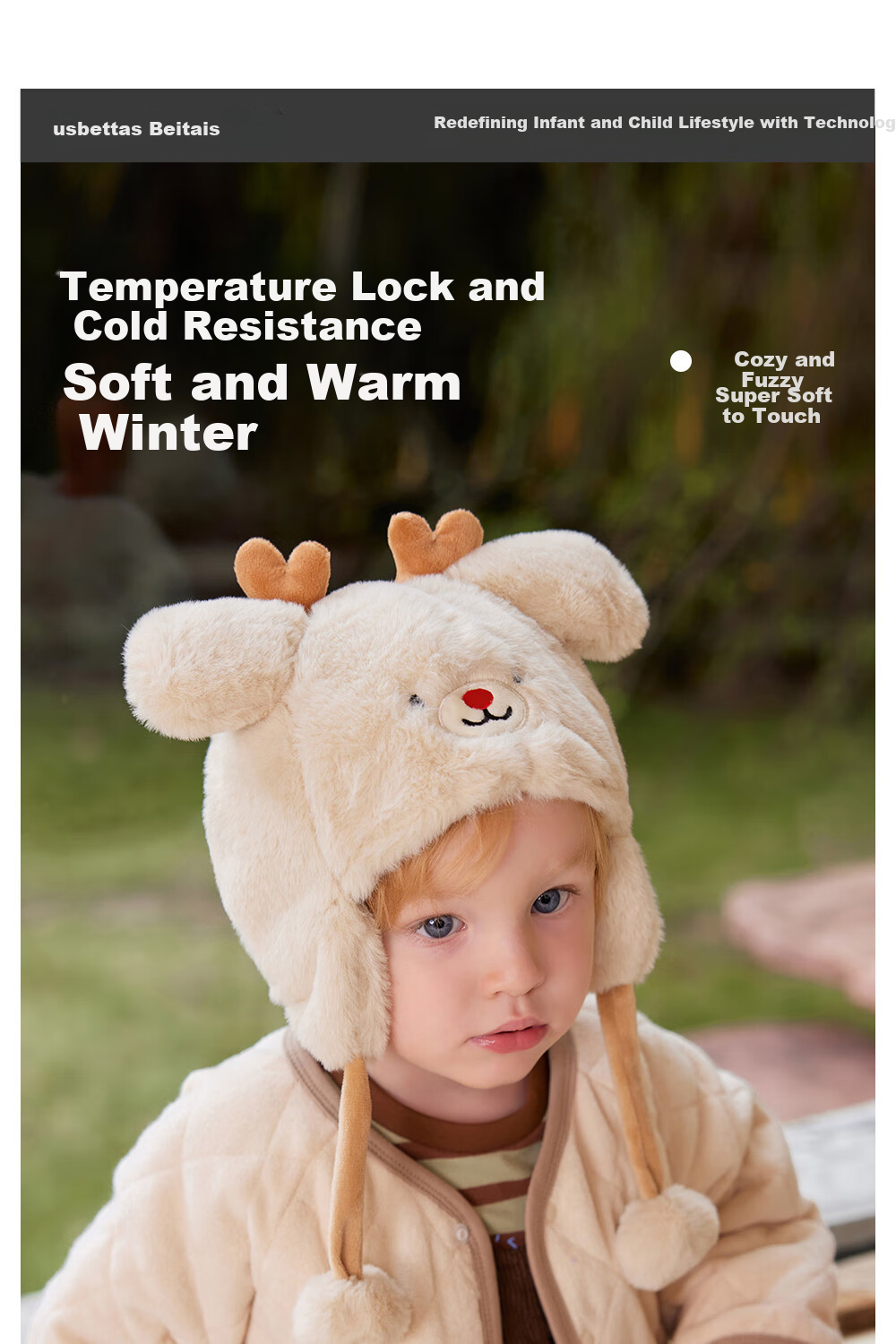 Beitais Baby Hat Autumn Winter Thickened Fleece Ear Protection Windproof Warm Kids Hat Unisex Children's Stylish Cap 2