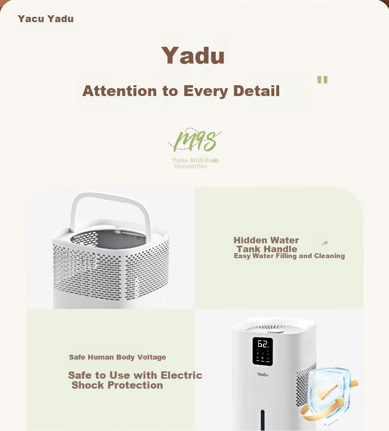 YADU Mist-Free Humidifier Bedroom Air Humidifier Baby Pure Home Office Desktop Cool Evaporation Portable Top-Fill Humidifier Heating Companion SZ650-M9SPro 8