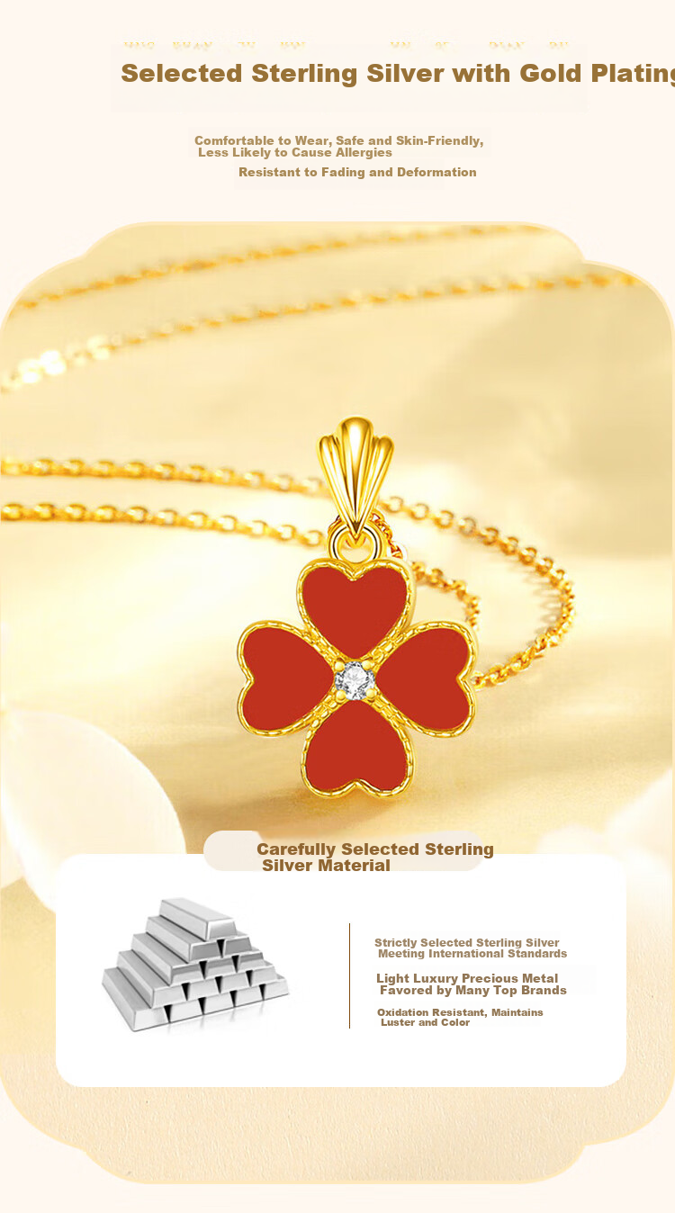 ALLOVE Four-Leaf Clover Sterling Silver Necklace for Women Luxury Pendant Birthday 520 Valentine's Day Gift for Girlfriend Wife 3