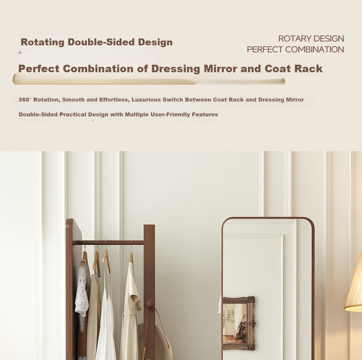 Millennium Huafu Full-Length Rotating Dressing Mirror Floor Mirror with Movable Bedroom Coat Rack Integrated Fitting Mirror 15