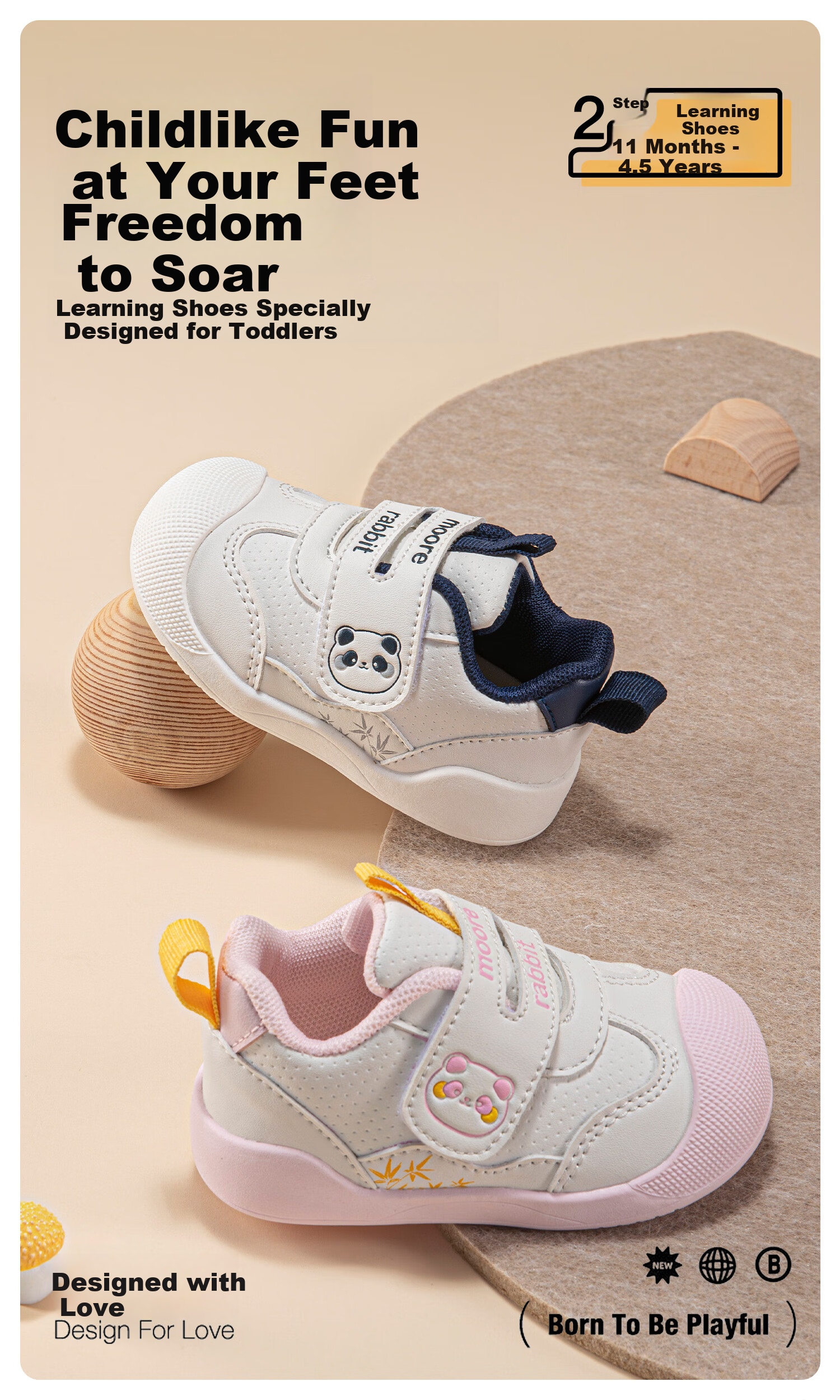 More Rabbit Kids Summer New Soft Sole White Shoes Toddler Boys Stable Shoes Girls Cartoon Anti-Kick Indoor Shoes 1