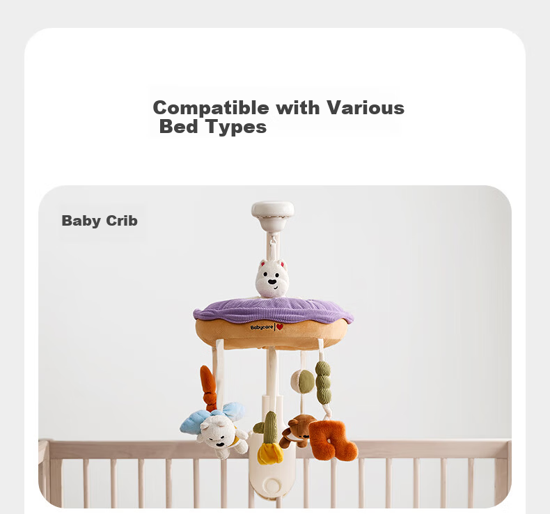 Babycare Newborn Crib Mobile Wind Chime Baby Crib Rattle Soothing Sleep Aid Birthday Gift Baby Hanging Rechargeable Toy 6