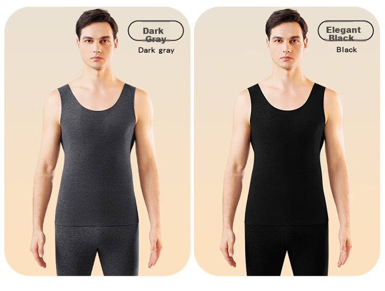 LangSha Men's Thermal Vest Thin Double-Sided Fleece Lyocell Feather Velvet Wide Shoulder Base Layer Winter 30