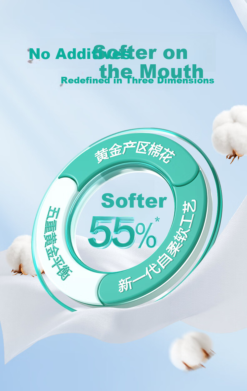 PurCotton Era [Sun Yingsha Edition] Facial Wipes 100 Sheets*6 Packs 100% Cotton Soft Disposable Towels 20*20CM 3