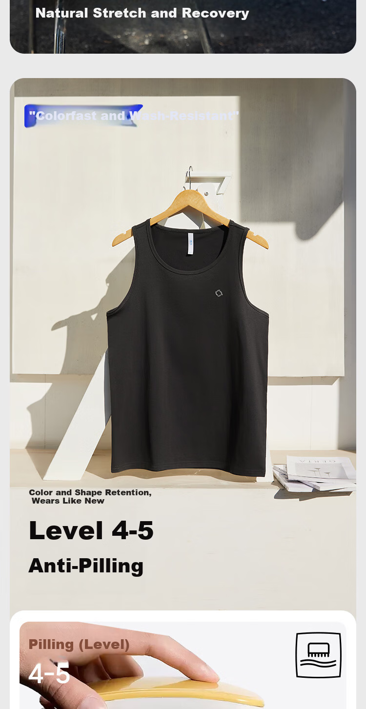 HLA 【Zui Huxi-Air8】Men's Sleeveless Vest Moisture-Wicking Quick-Dry Basic Thin Undershirt 2-Pack 8