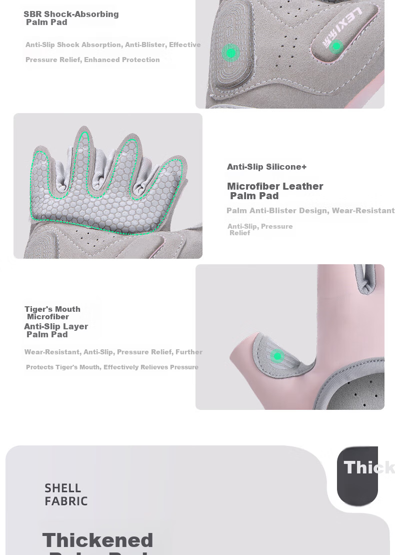 Lexi Women's Fitness Gloves Anti-Slip Professional Weightlifting Palm Protection Training Callus Prevention Light Sport Pink Size S 4