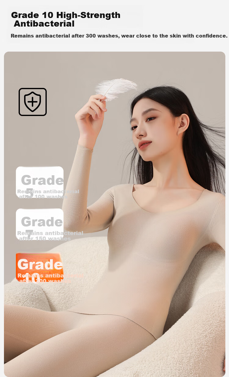 Urban Beauty Women's L Thermal Underwear Set with Goose Down and Silk Chest Pad, Thickened Autumn Top and Bottom 11