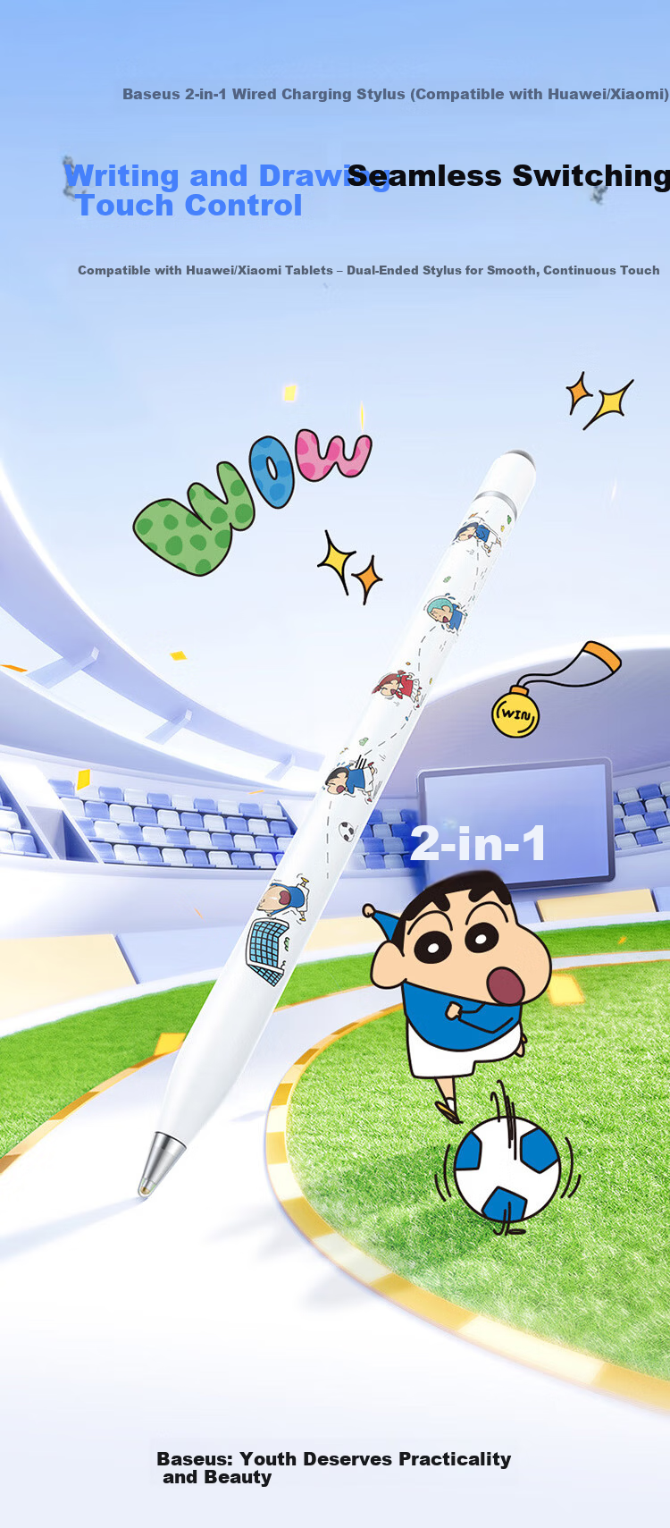 Baseus Crayon Shin-chan Edition Compatible with Huawei Stylus Xiaomi Touch Pen Tablet Touchscreen Pen M-Pencil 3rd Gen Capacitive Pen Universal for Redmi MatePad 11.5S 2