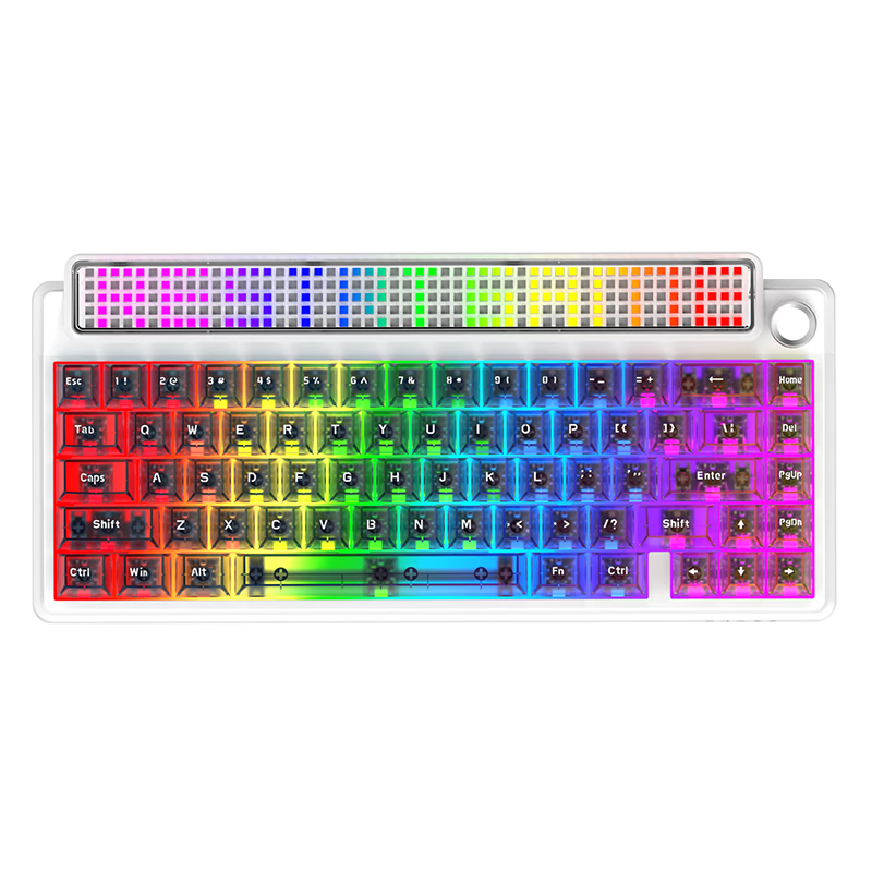 AJAZZ Pixel68 Wireless Tri-Mode Mechanical Keyboard DIY Large Screen Customizable Keyboard with Adjustable Knob Dual 8K Glass Bottle Ice Sea Elf Switches