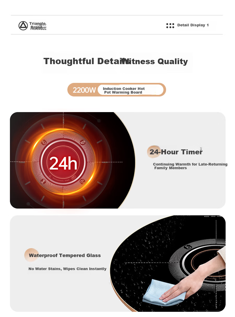 Triangle Warm Dish Board Food Warmer Heating Plate Household Multifunctional Dining Table Turntable Electric Heating Plate Heating Pad 60cm + Manual Turntable 19