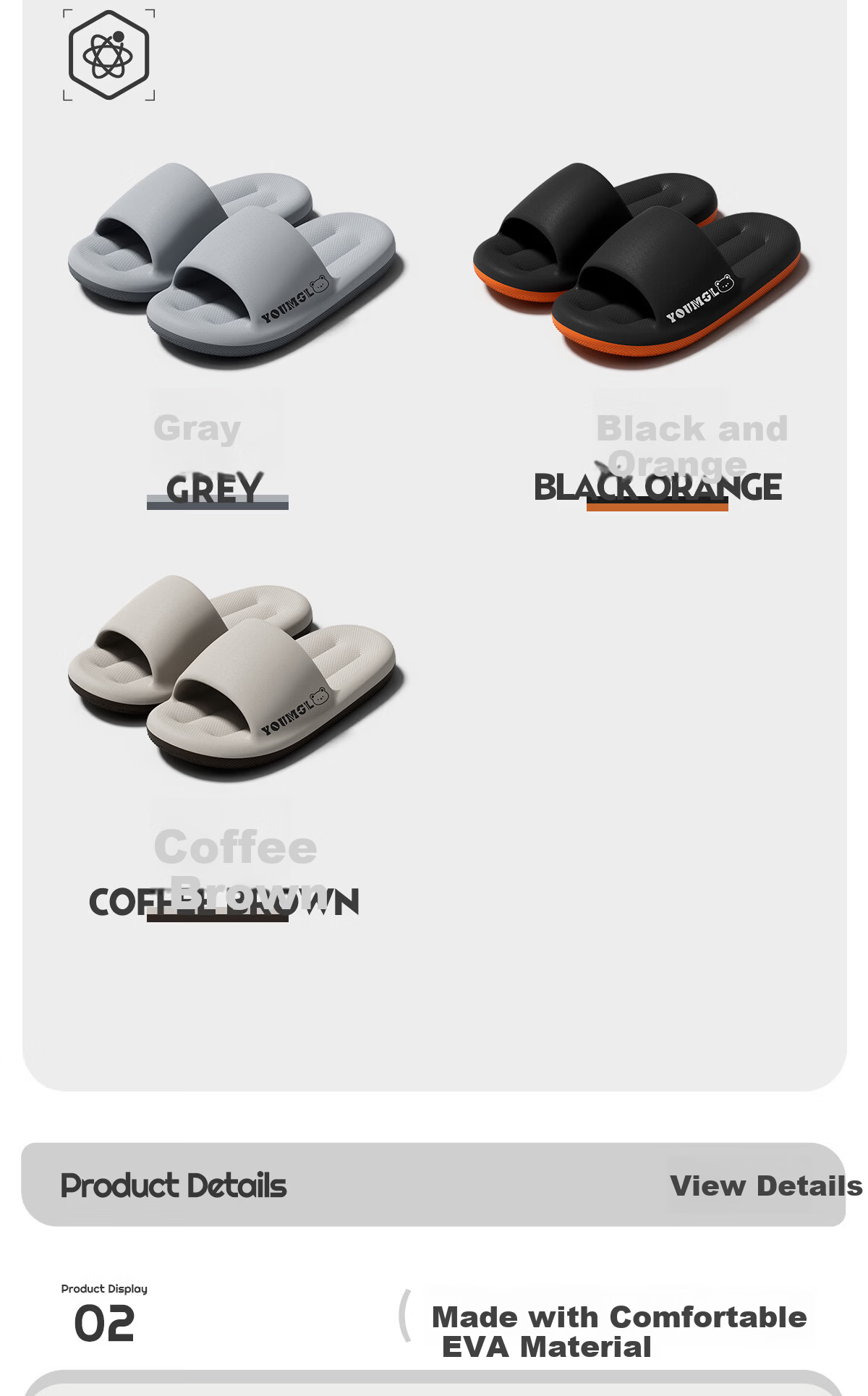 Bigga Plus Men's Summer Bathroom Home Shower Slippers Wear-Resistant Soft Sole Cool Slippers Outdoor Brown 40-41 7