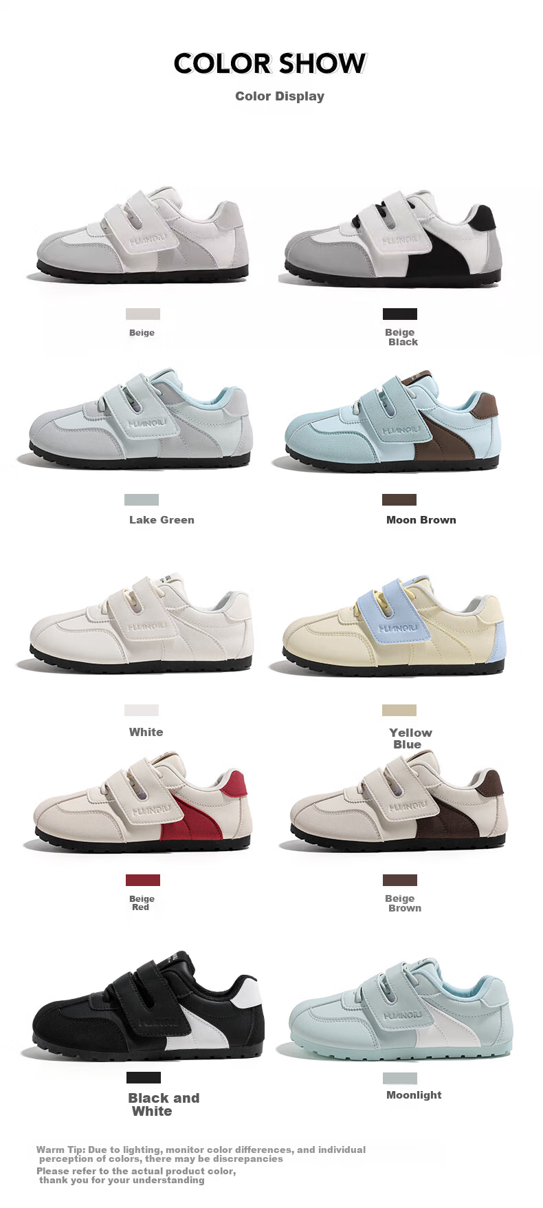 Global Magic Velcro Board Shoes Puffy White Shoes New Ins Ugly Cute Women's German Training Shoes KMXFX8093 Beige Size 35 3