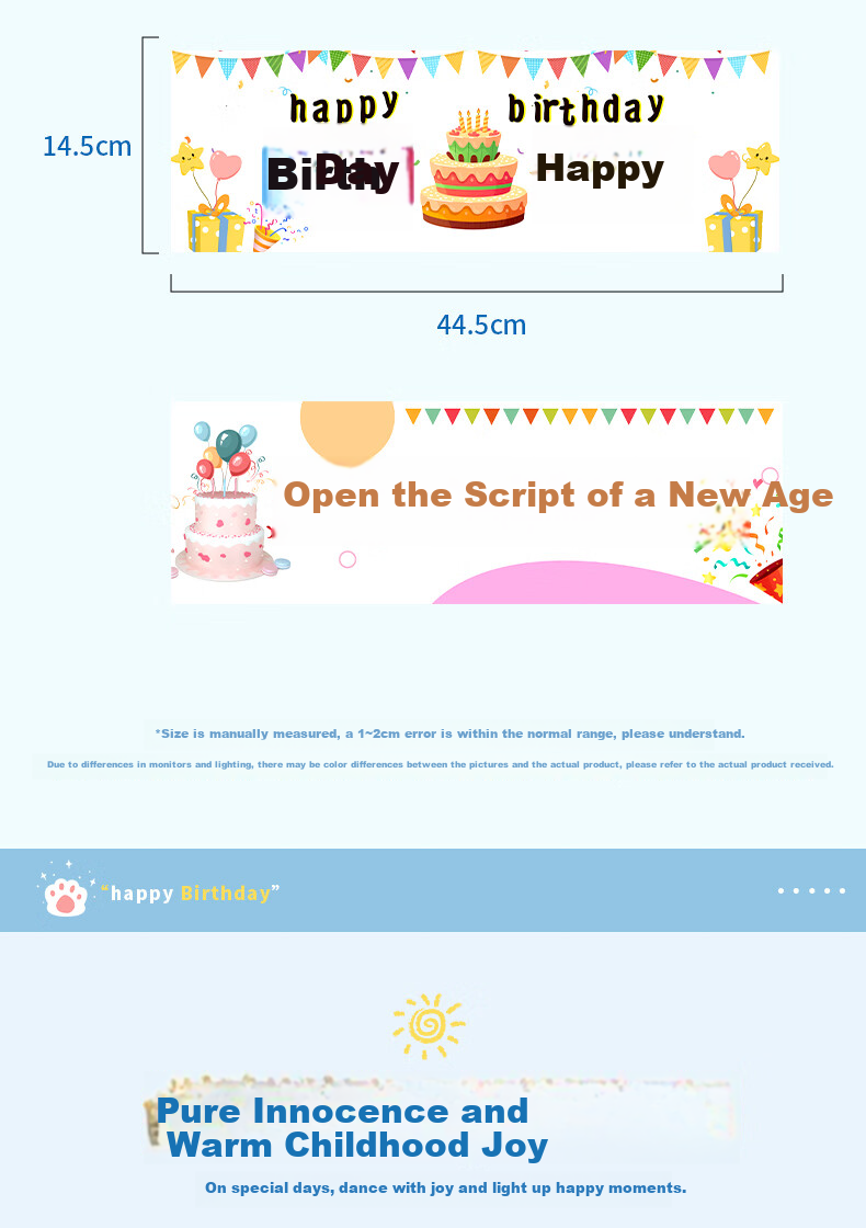 Xinyue Happy Birthday Handheld Banner for Men, Women, and Children Outdoor Decoration Poster Spring Outing Photo Prop 3