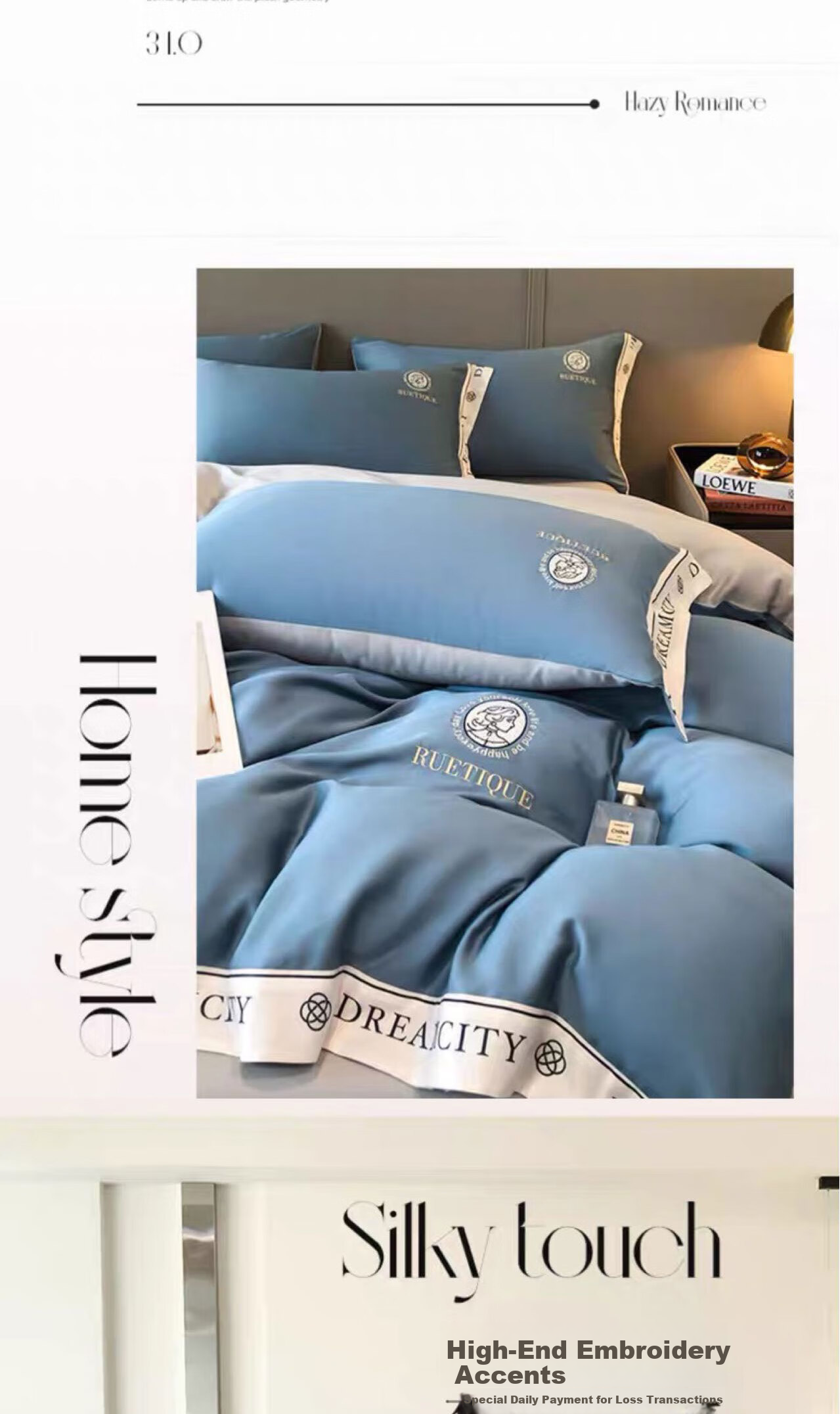 Yalu Bedding Set Four-Piece Sheet Quilt Cover Single Student Dormitory Skin-Friendly Double Home All-Season Ginkgo Leaf - Gray Blue 7