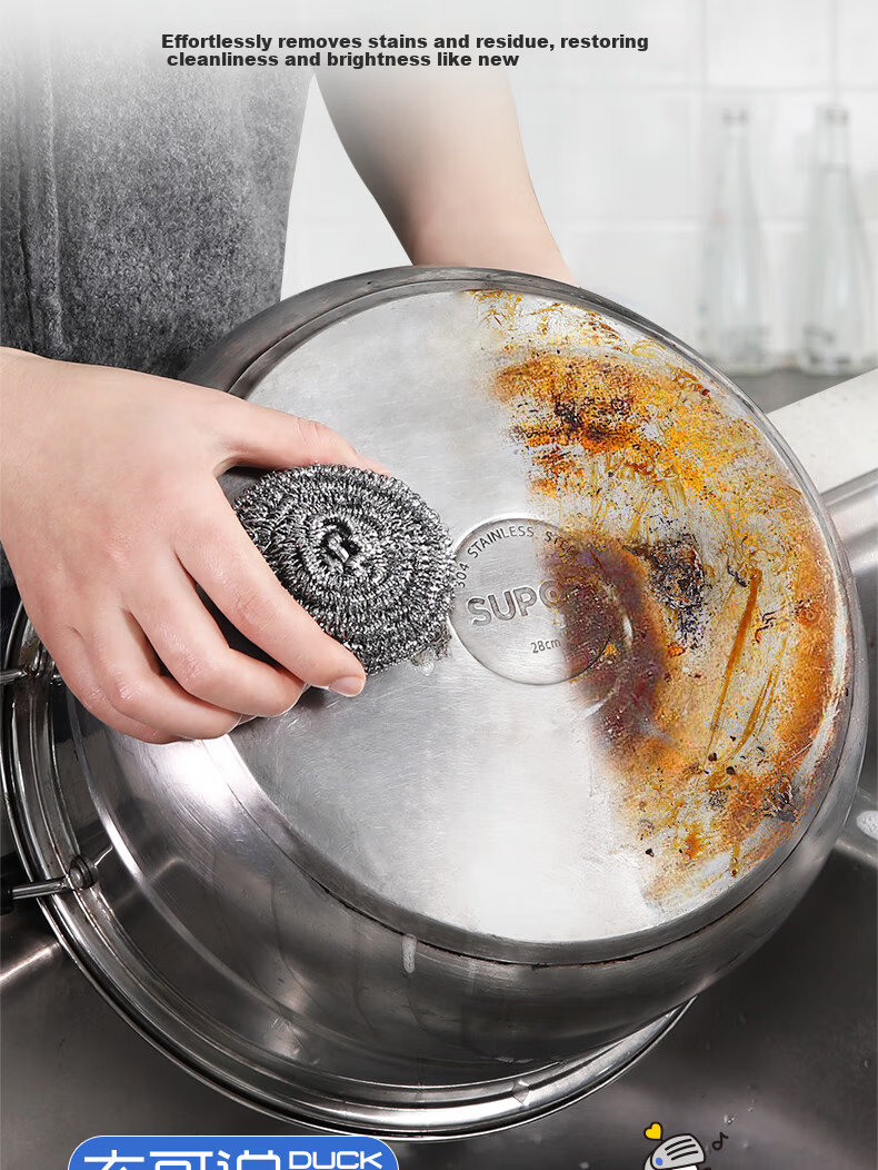 Jianya Large Stainless Steel Wire Scrubber 18g Rust Removal Metal Steel Wool 28-Pack Kitchen Dishwashing Durable Wire Balls 4