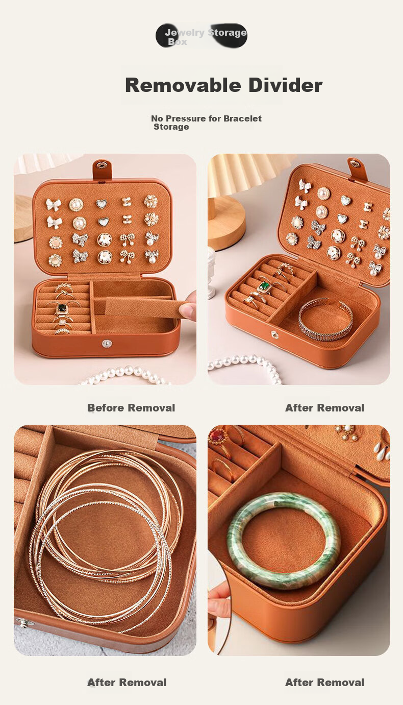 40,000 Kilometers High-End Exquisite Jewelry Box for Earrings, Studs, Rings, Necklaces, Gold Portable Accessory Organizer 5