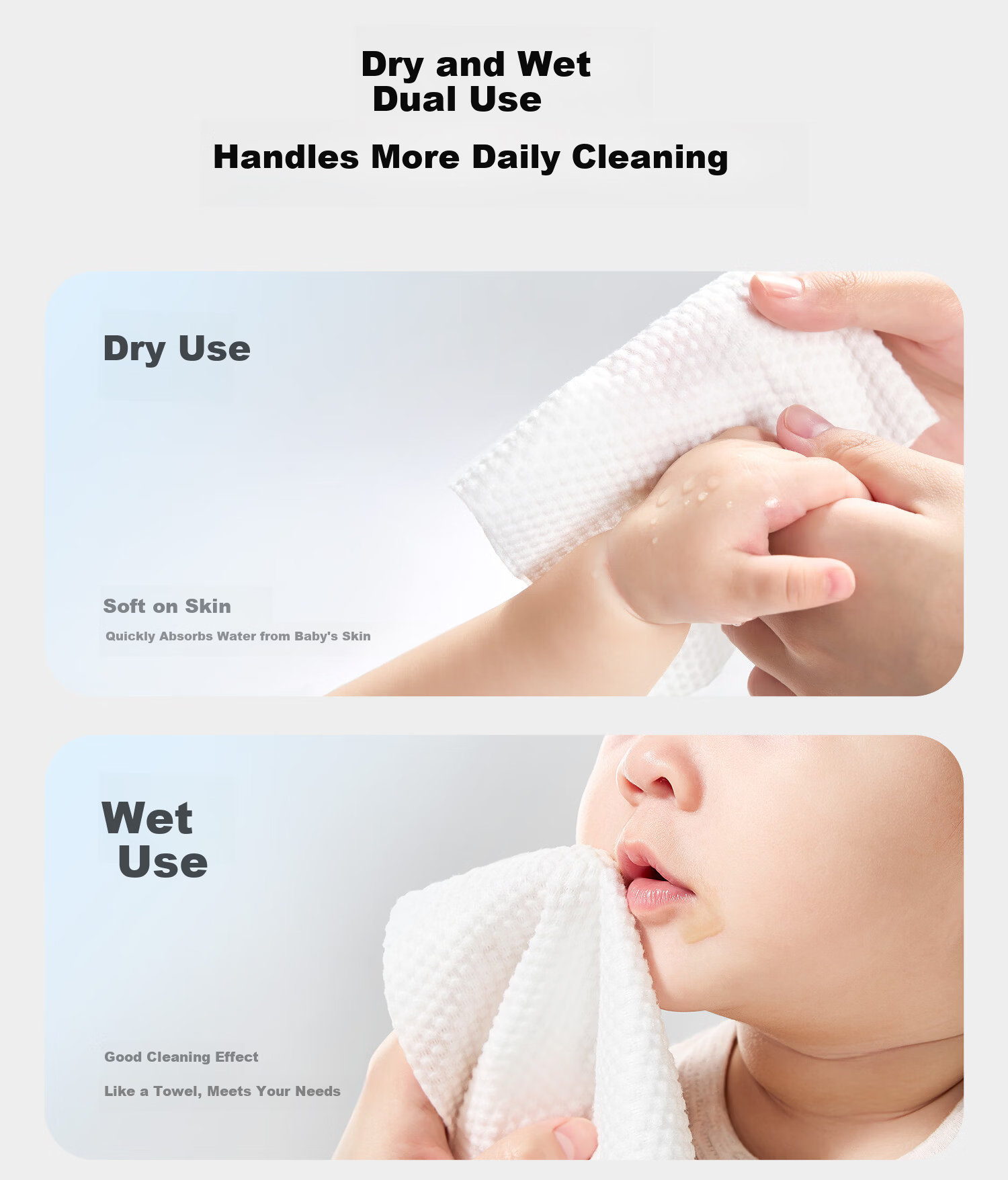 Minai'er Disposable Facial Towels Pure Cotton Cleansing Towels Dual-use Dry and Wet Soft Cotton Towels 180 Sheets 1 Pack 10