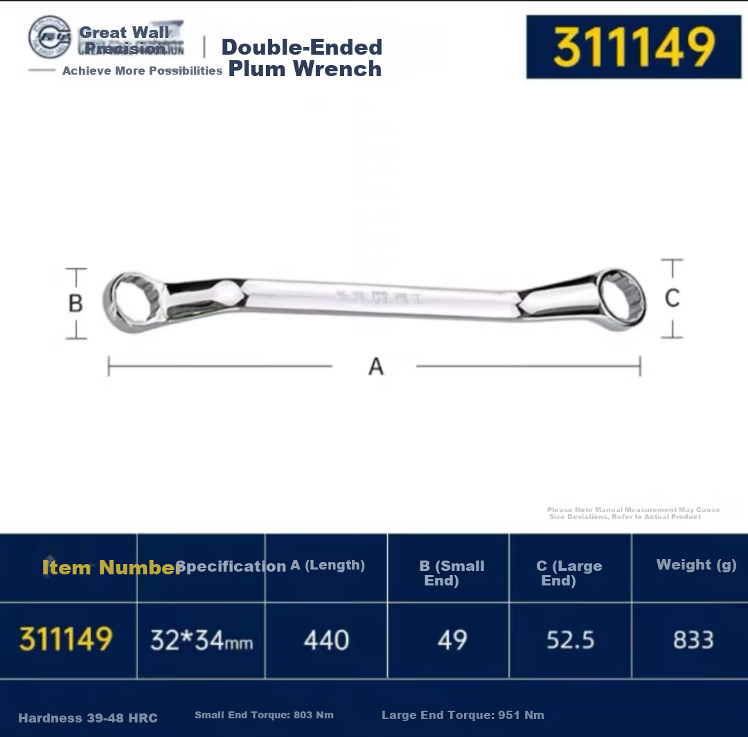 The Great Wall Double-Ended Flare Nut Wrench Industrial Grade Quick Wrench Auto Repair Tool 32*34mm 311149 1