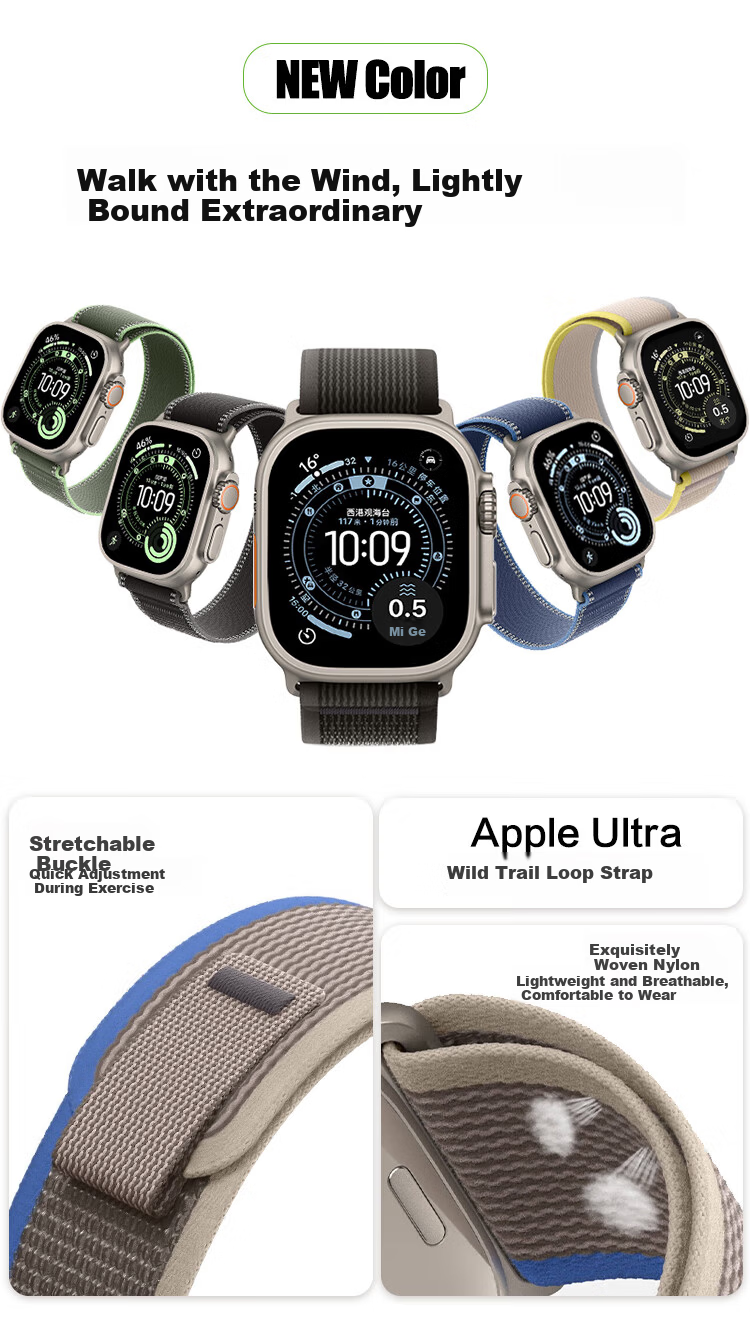 MSSM Compatible Apple Watch Band for Apple Watch S12/11/10/S9/SE3/Ultra4/3, Nylon Magnetic Buckle Strap - Light Gray 38-42 2