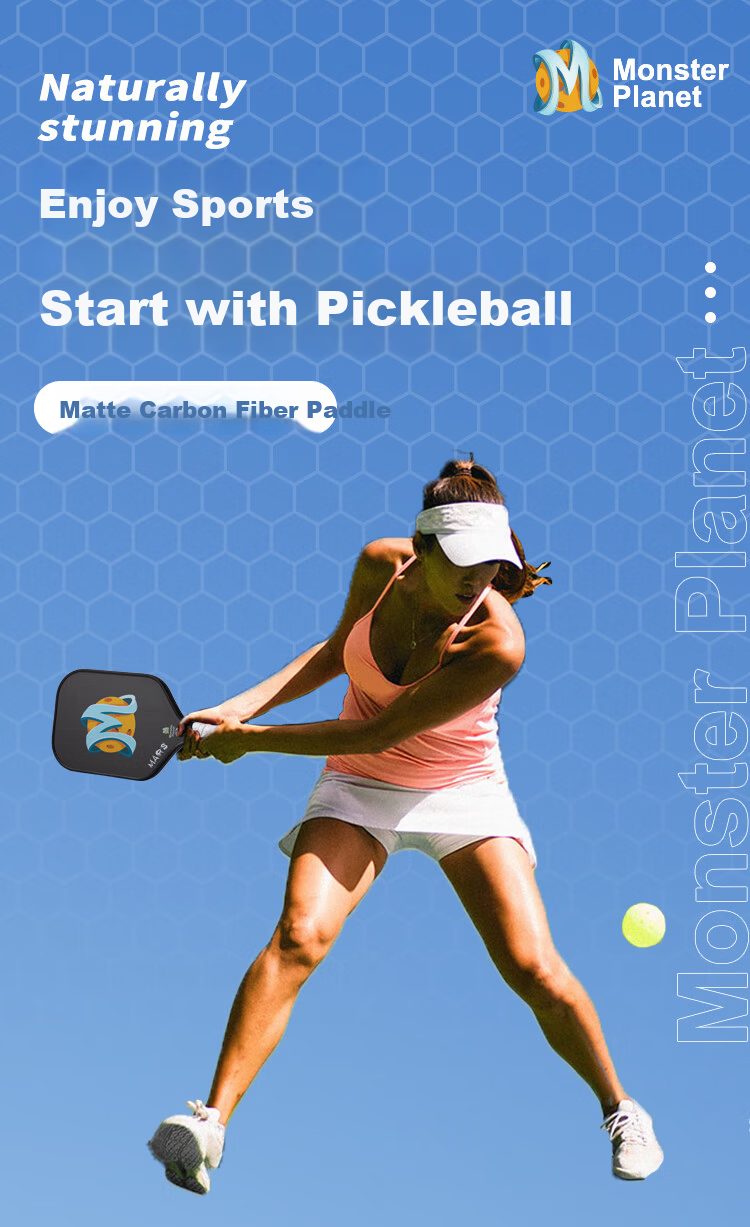 Monsterplanet Monster Planet Pickleball Paddle Set Japanese Imported T700 Matte Carbon Fiber Integrated USAPA Certified 2