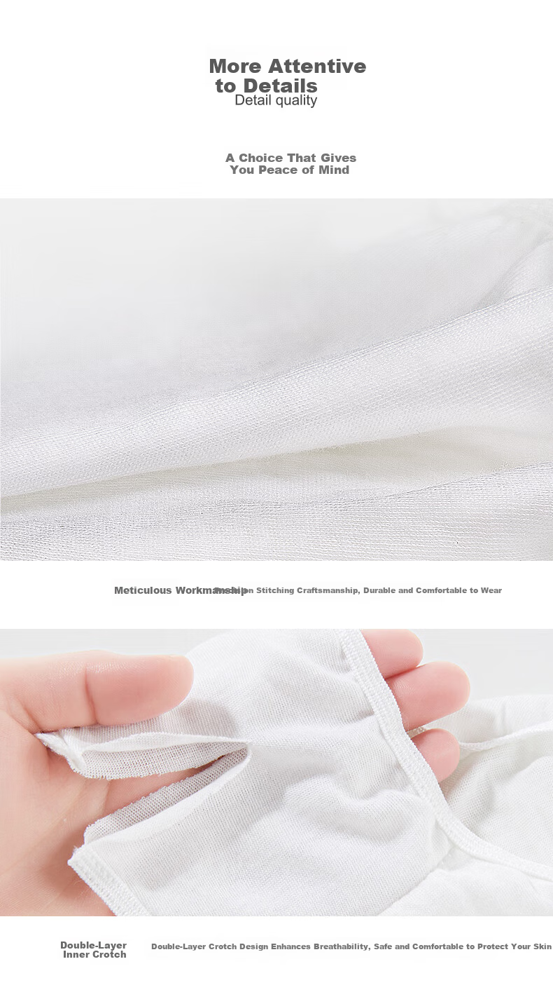 JiaTu Pure Cotton Disposable Men's Boxer Briefs Wash-Free Travel Portable Underwear White Size L 6