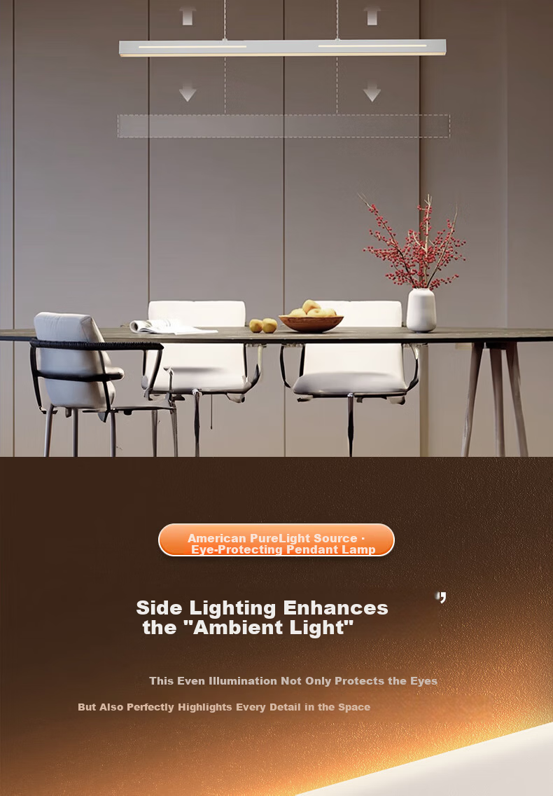 GUJIA Restaurant Pendant Light Linear Dining Bar Eye Protection Full Spectrum Light Source White 100CM - Tri-color [Installation Included] 6