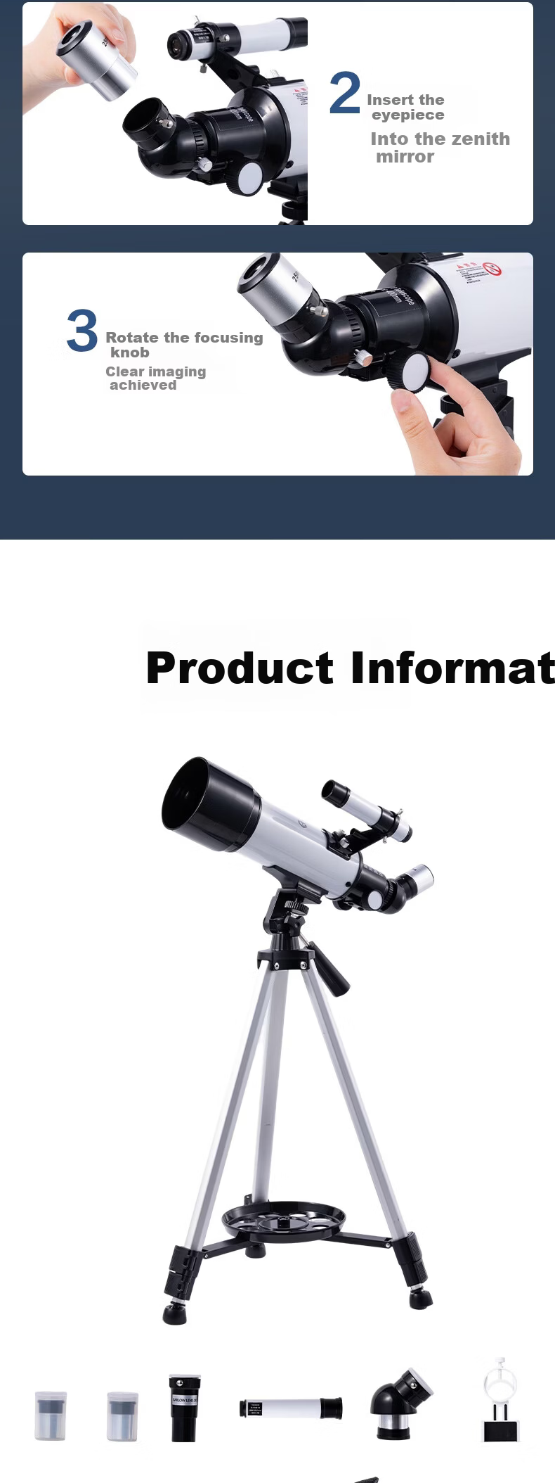 Deli Astronomy Telescope Children's Gift Birthday Summer Student Boys Girls 8-12 Years Toy High Definition High Power Professional Grade 7