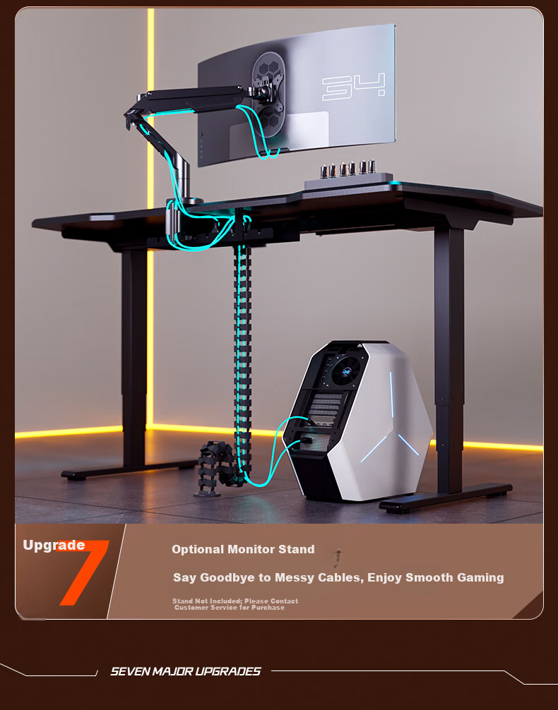 Loctek Black Warrior PRO Dual Motor Solid Wood Electric Adjustable Gaming Desk 1.4m Rubberwood 4