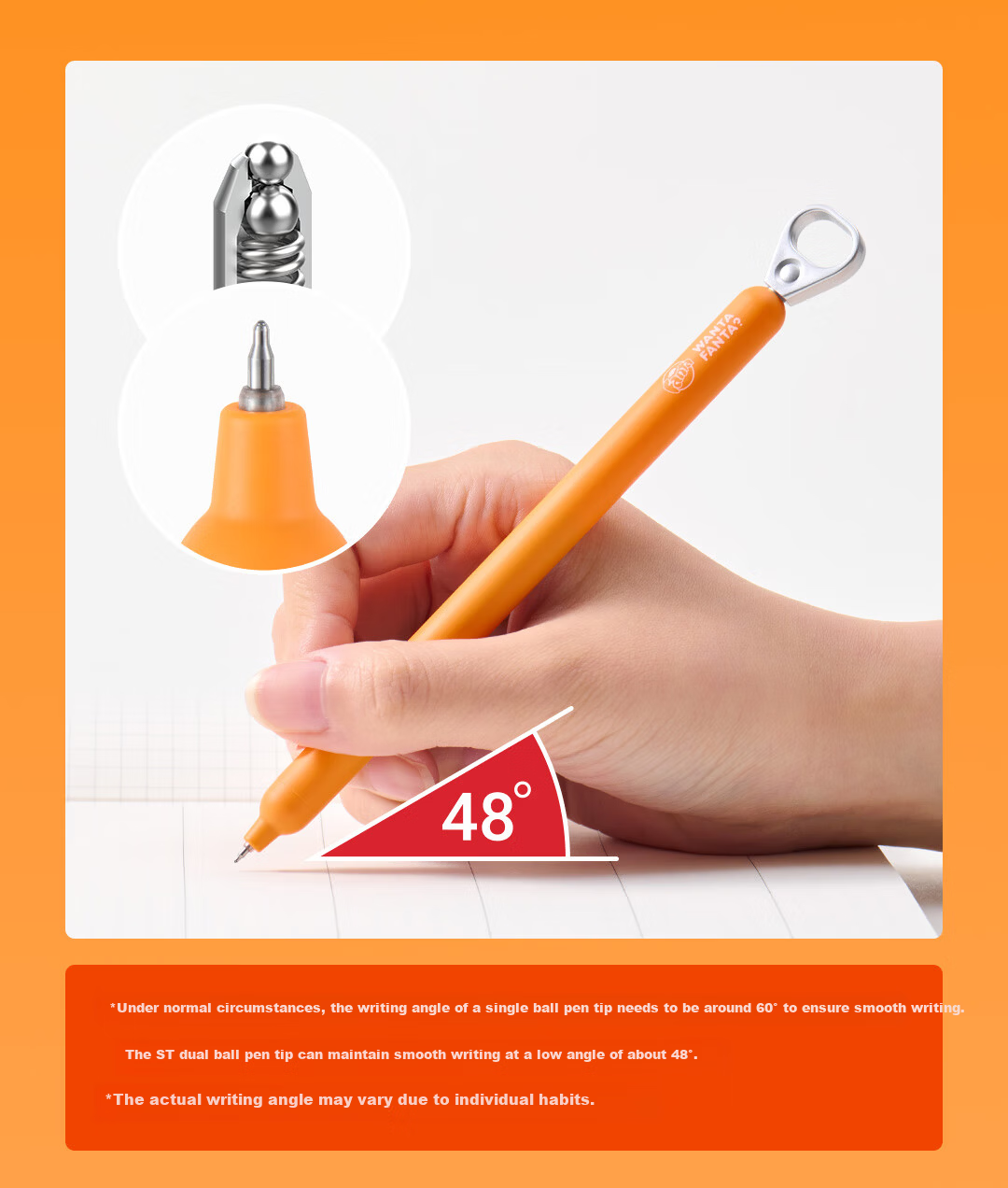 KACO Fanta Collaboration Black 0.5mm Retractable Unisex Pen Student Use Quick-Dry Signature Pen High-Value Water Pen Large Capacity Carbon Pen Peach - Single Black 7