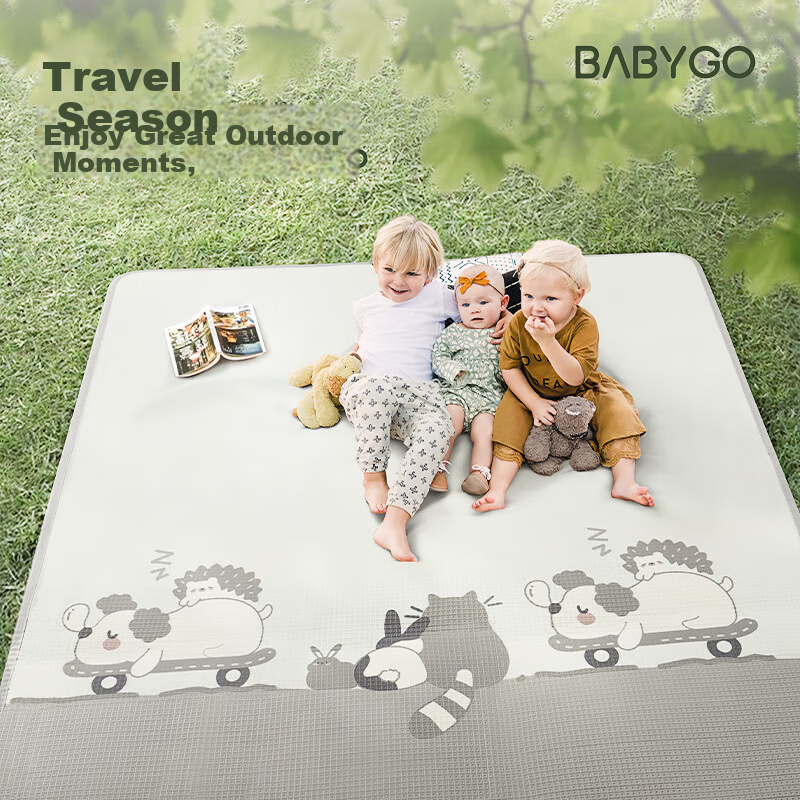 BG-BABYGO Outdoor Waterproof Moisture-Proof Mat Lawn Camping Mat Foldable Portable Insulated Children's Picnic Mat 180*120*0.5cm