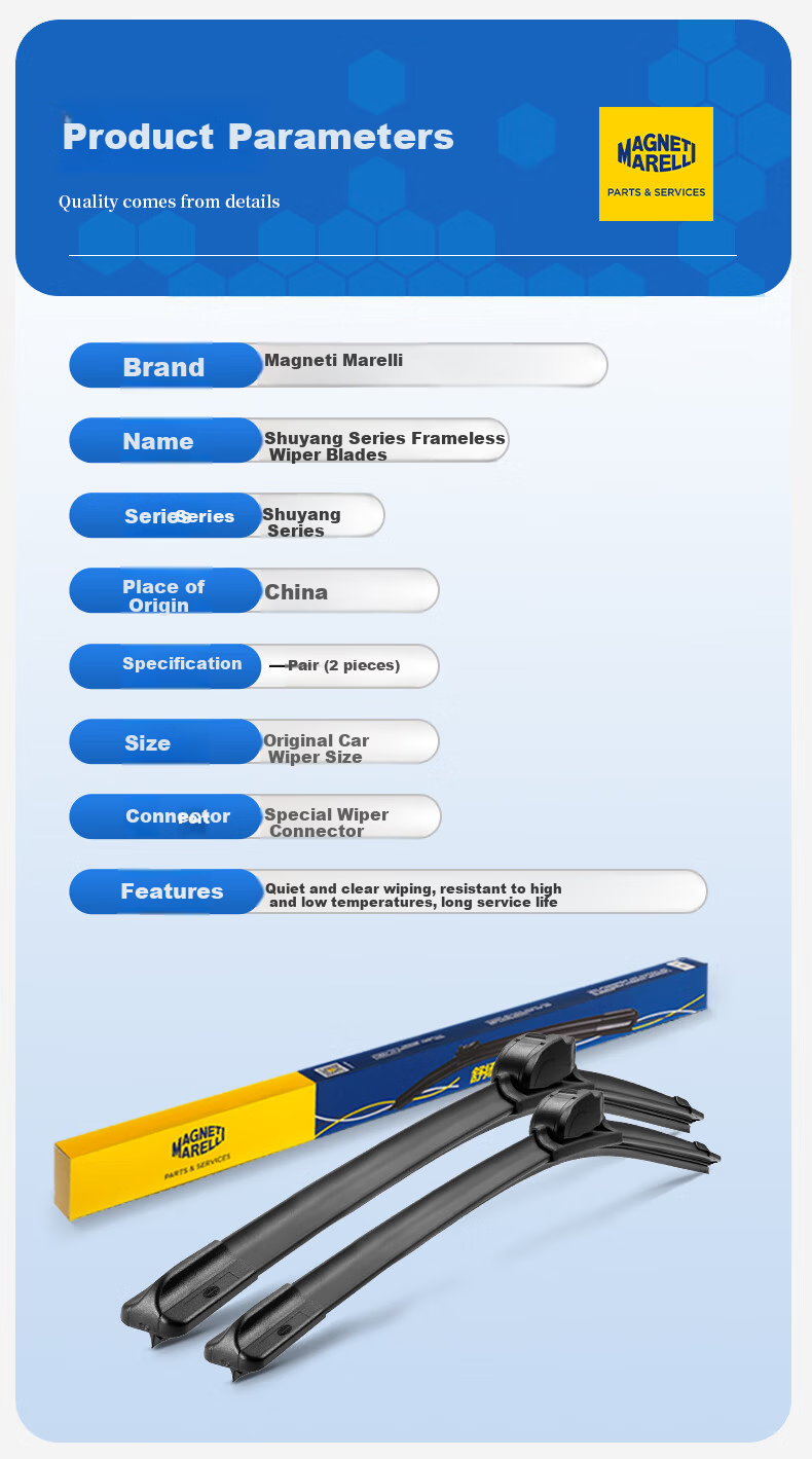 MAGNETI MARELLI Car Windshield Wipers, Wear-Resistant Natural Rubber, Compatible with Tang 2nd Generation/DMi/DM/Tang EV, for 2018 to 2025 Models, 1 Pair 12