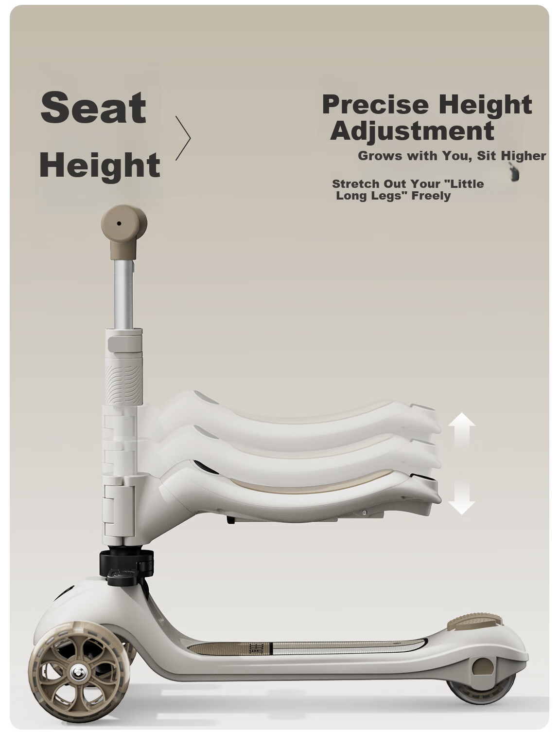 BEIESTATE Supreme Pro Scooter 6-in-1 Foldable Kids Scooter for Ages 1-3-6 Birthday Gift Mica Gray 9