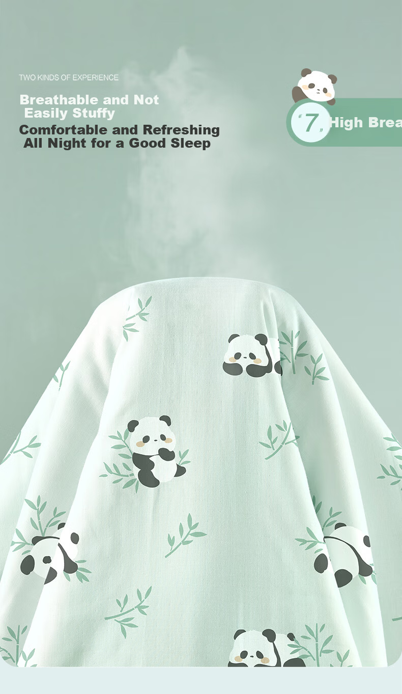 Beyond Kids Spring and Autumn 100% Cotton Children's Quilt Cover Single Set Four Seasons Usable - Panda Baby 120*150cm 7