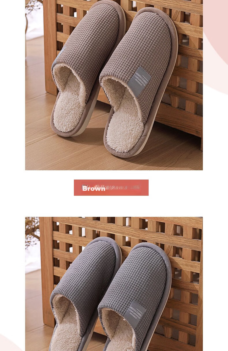 Huamei Jianbu Japanese Style Soft Minimalist Couple Cotton Slippers Autumn Winter Indoor Warm Soft Sole Cotton Shoes Men HM001 Gray Size 40-41 9