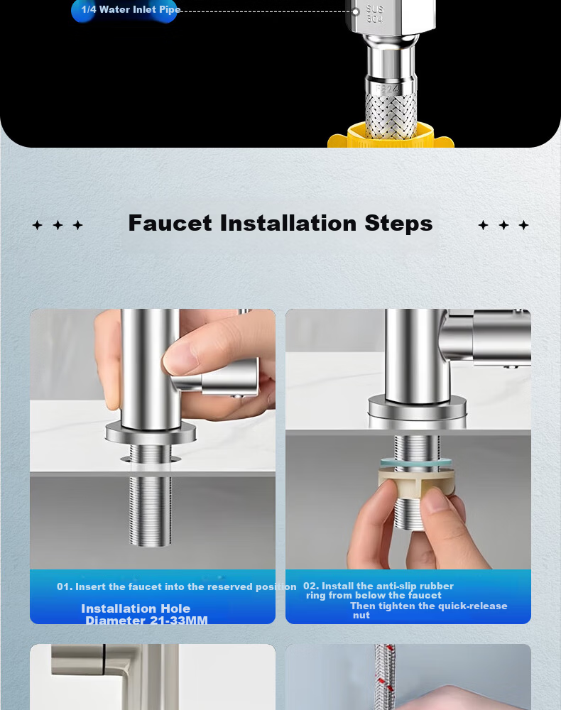 Yipin Impression Stainless Steel Kitchen Single Cold Water Faucet Splash-Proof Household Vegetable Sink Single Cold Hand Wash Basin Dishwasher Faucet 22